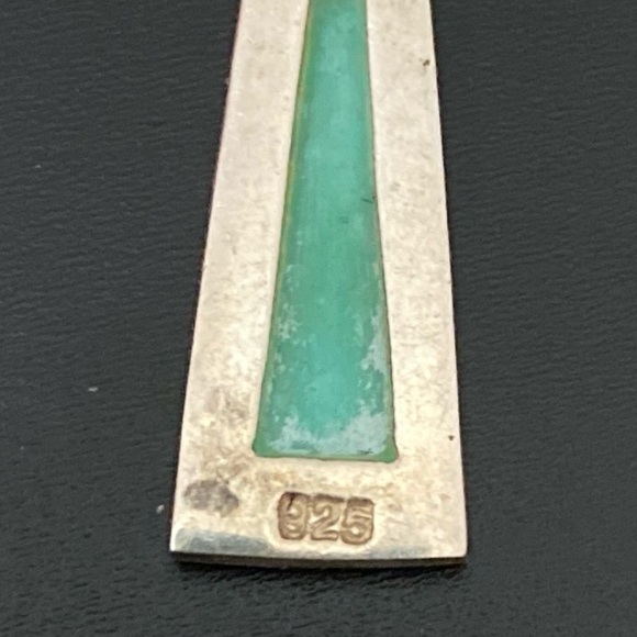 Vintage Sterling Silver 925 Native American Turquoise Inlay Door Knocker Pendant - Picture 10 of 12